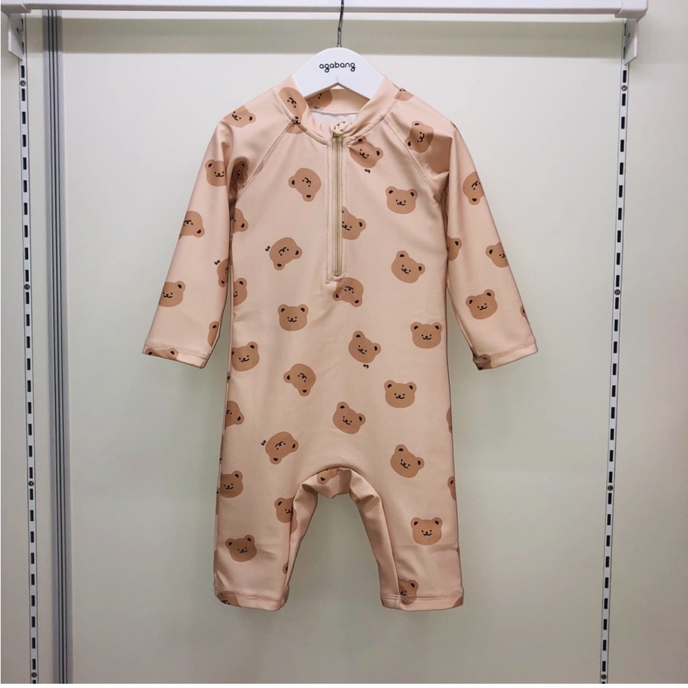 Kids Bear Print One Piece - Tan